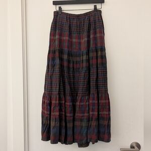Vintage Plaid Flannel Maxi Skirt